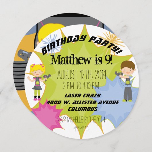 Invitation customisé de cercle de fête (Devant / Derrière)