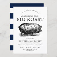 Invitation Customisée à la partie BBQ rôtie de por