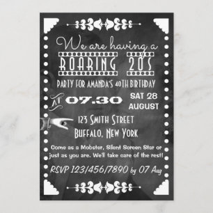 Invitation Customisée Chalkboard Roaring 20s Party
