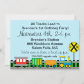Invitation customisée d'anniversaire de train de (Dos)