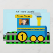 Invitation customisée d'anniversaire de train de (Devant / Derrière)