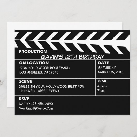 Invitation Customisée du Walk of Fame de Hollywood (Devant / Derrière)