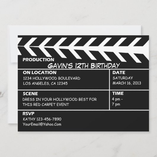 Invitation Customisée du Walk of Fame de Hollywood (Devant)