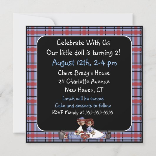 Invitation Customisée et Andy (Dos)