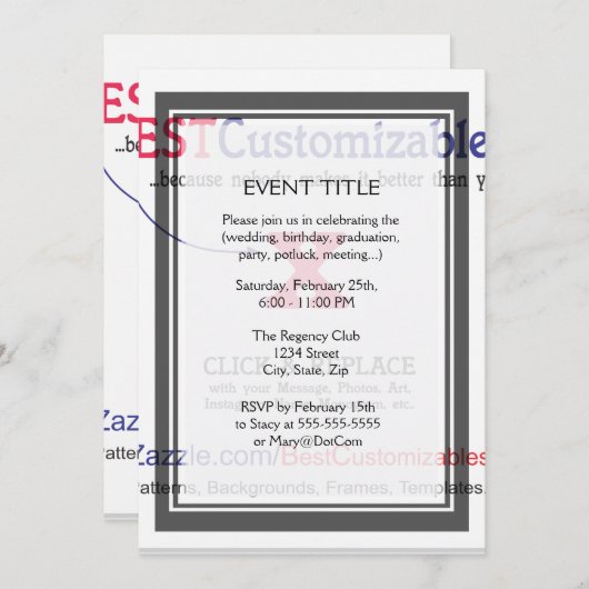 Invitation  Customisez-Le ! (Devant / Derrière)