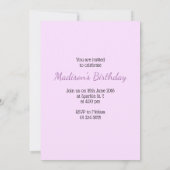 Invitation Customisez-le avec votre bébé photo fille Annivers (Dos)