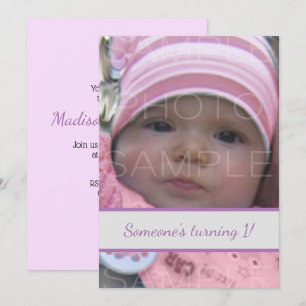Invitation Customisez-le avec votre bébé photo fille Annivers