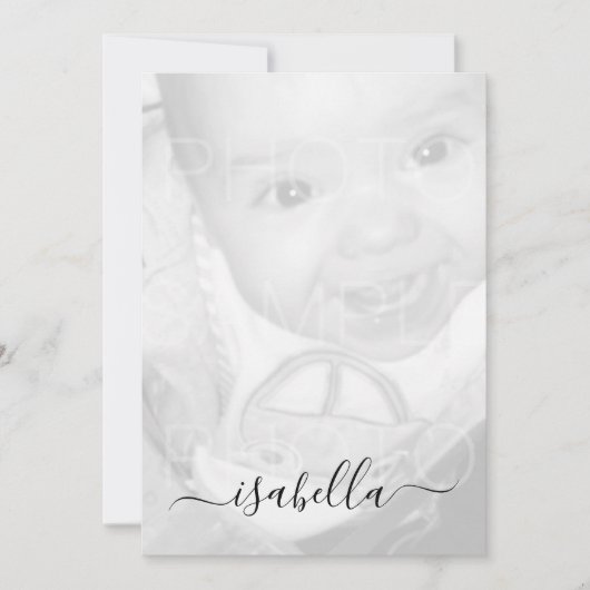 Invitation Customisez votre nom de photo noir blanc (Devant)