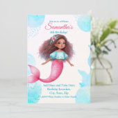 Invitation Customizable African American Mermaid Party (Debout devant)