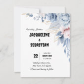 Invitation Customizable Blue Floral Wedding (Devant)