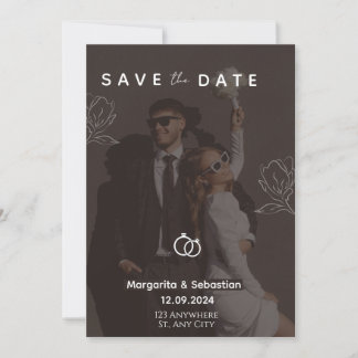 Invitation Customizable Chic Black with photo save the date