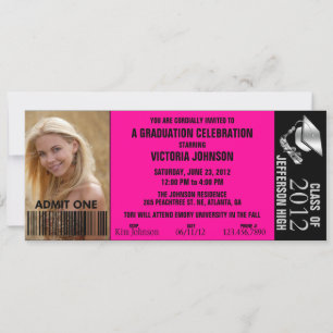 Invitation Customizable Graduation Admission Ticket Invite