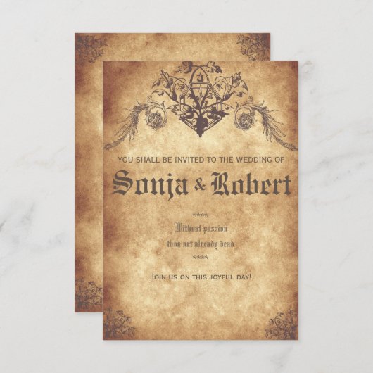 Invitation Customizable Medieval Wedding (Devant / Derrière)