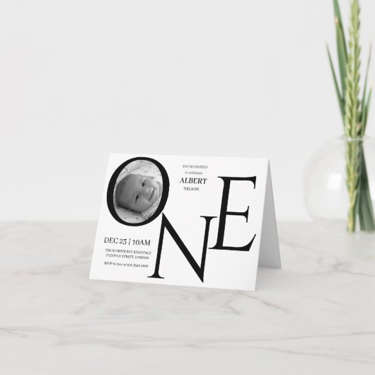 Invitation Customizable ONE First Birthday Photo (Devant)