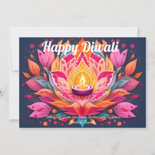 Invitation Customizable Petals Aglow Diwali Card (Devant)