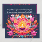 Invitation Customizable Petals Aglow Diwali Card (Devant / Derrière)