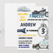 Invitation Customizable Police Cop kid birthday Party  (Devant / Derrière)