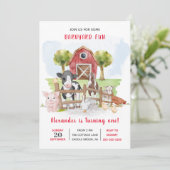 Invitation Cute 1er anniversaire Animaux de ferme Barnyard En (Debout devant)