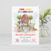 Invitation Cute 2e anniversaire Animaux de ferme Barnyard Enf (Debout devant)