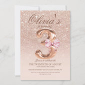 Invitation Cute 3ème Rose Gold Moderne Princesse Anniversaire (Devant)