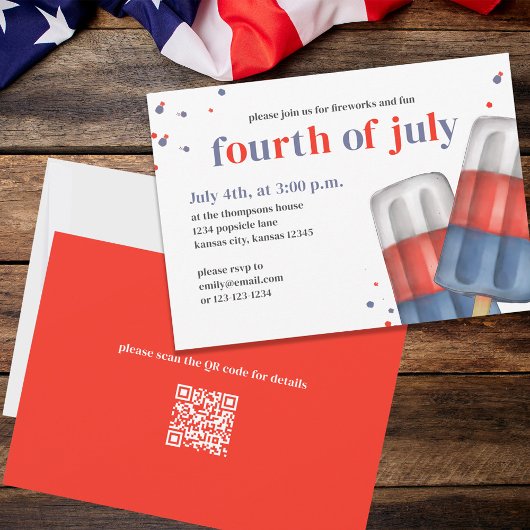 Invitation Cute 4 juillet Fête d'été Custom