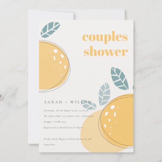 Invitation Cute Abstrait Citron Fruité Bold Couples Douche Co (Devant)