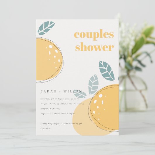 Invitation Cute Abstrait Citron Fruité Bold Couples Douche Co (Debout devant)