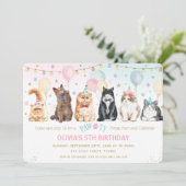 Invitation Cute adorable Chats Pawty Balloons Anniversaire I (Debout devant)