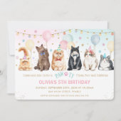 Invitation Cute adorable Chats Pawty Balloons Anniversaire I (Devant)