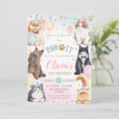 Invitation Cute adorable Chats Pawty Balloons Anniversaire I (Debout devant)