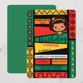 Invitation Cute afro afro-américaine filles fête d'anniversai (Devant / Derrière)
