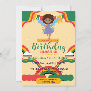 Invitation Cute afro angel African american girls Anniversair
