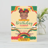 Invitation Cute afro bow Filles afro-américaines Anniversaire (Debout devant)