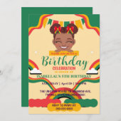 Invitation Cute afro bow Filles afro-américaines Anniversaire (Devant / Derrière)