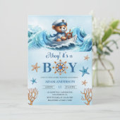 Invitation Cute Ahoy C'est un garçon Baby shower nautique (Debout devant)
