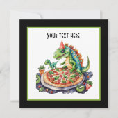 Invitation Cute ajouter nom pizza dinosaur fête (Devant)