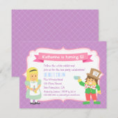 Invitation Cute Alice et Hatter Wonderland Tea Party (Devant / Derrière)