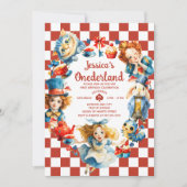 Invitation Cute Alice in ONEDERLAND 1st Birthday Tea Party (Devant)