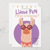 Invitation Cute Alpaca Llama Anniversaire de enfant amusant (Devant / Derrière)
