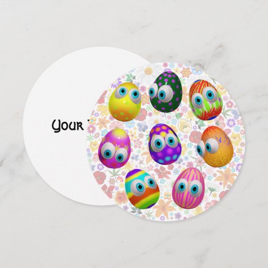 Invitation Cute and Funny Easter Eggs Cartoon (Devant / Derrière)