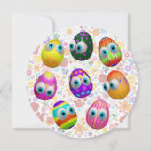 Invitation Cute and Funny Easter Eggs Cartoon (Devant)