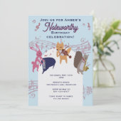 Invitation Cute Animal Band Playing Instruments Custom  (Debout devant)