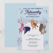 Invitation Cute Animal Band Playing Instruments Custom  (Devant / Derrière)