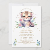 Invitation Cute Animal Tiger Etoiles Baby shower blanc (Devant)