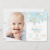 Invitation Cute Animals Avion Stars Sky Birthday Boy Photo (Devant)