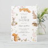 Invitation Cute animals baby shower (Debout devant)
