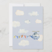 Invitation Cute Animaux Avion Bleu Anniversaire (Dos)