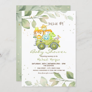 Invitation Cute Animaux Camion Drive Par Baby shower