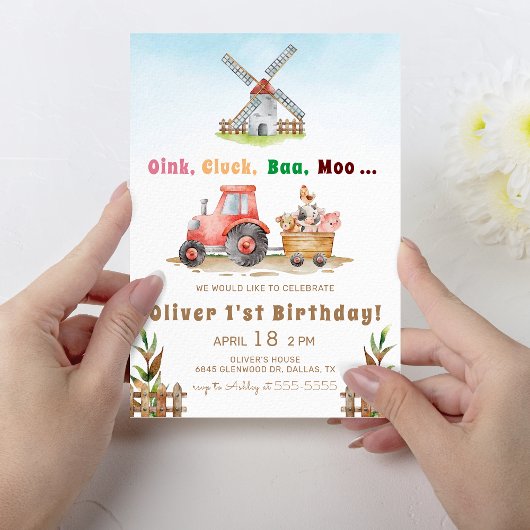 Invitation Cute Animaux Ferme Anniversaire
