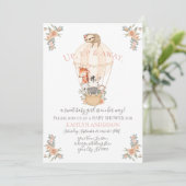 Invitation Cute Animaux Hot Air Balloon Giraffe Sloth Zebra (Debout devant)